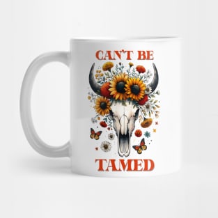 "Can't Be Tamed" Western Bull Skull Mug